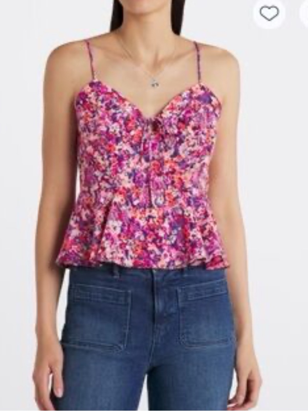 Nine Britton Pink Multi Floral Peplum Cami size L